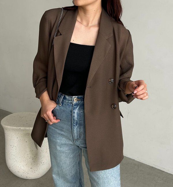  「【夏まで使える/サイズ展開あり】シアーWジャケット」|テーラードジャケット|