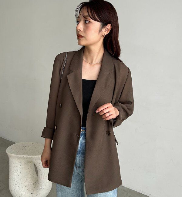  「【夏まで使える/サイズ展開あり】シアーWジャケット」|テーラードジャケット|