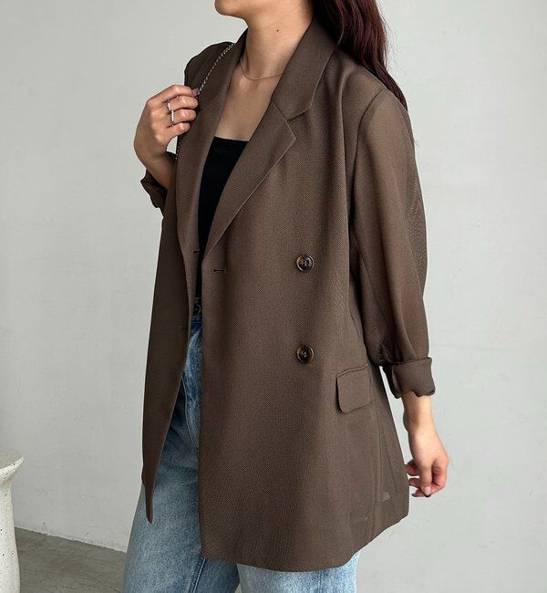  「【夏まで使える/サイズ展開あり】シアーWジャケット」|テーラードジャケット|