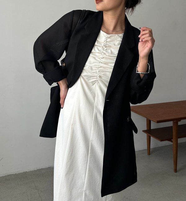  「【夏まで使える/サイズ展開あり】シアーWジャケット」|テーラードジャケット|