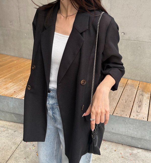  「【夏まで使える/サイズ展開あり】シアーWジャケット」|テーラードジャケット|