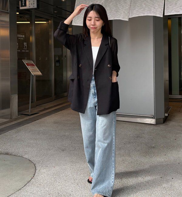  「【夏まで使える/サイズ展開あり】シアーWジャケット」|テーラードジャケット|