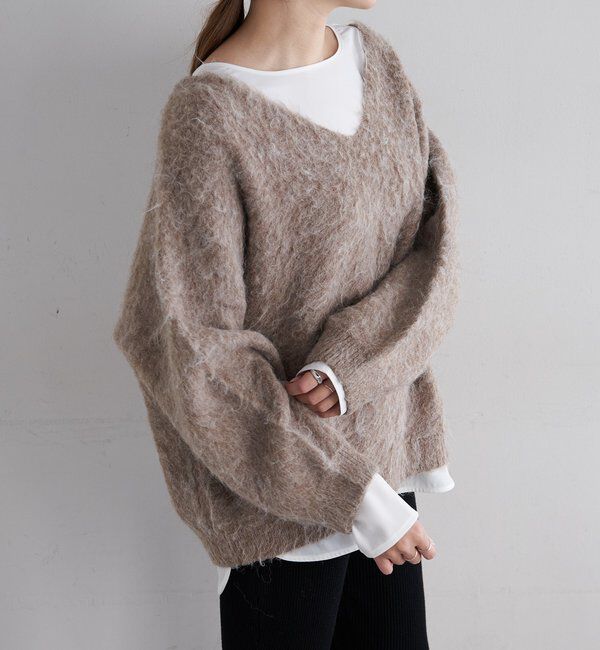  「【着映えニット】シャギーＶネックプルオーバー」|ニット・セーター|