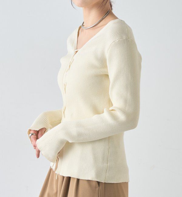  「【前後２WAY仕様】レースアップニット」|パーカー|