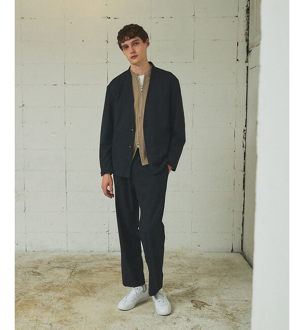 ABAHOUSE「【セットアップ対応】ウーリーカルゼ ノーカラージャケット」|ノーカラージャケット|