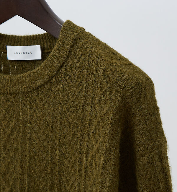 ABAHOUSE「シャギーアラン メランジ ニット / クルーネックプルオーバー」|ニット・セーター|