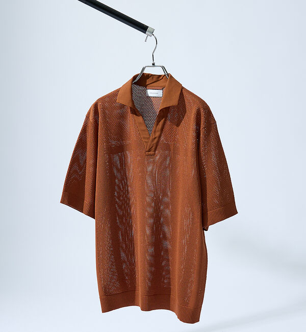 ABAHOUSE「スキッパー メッシュニット ポロシャツ」|ポロシャツ|