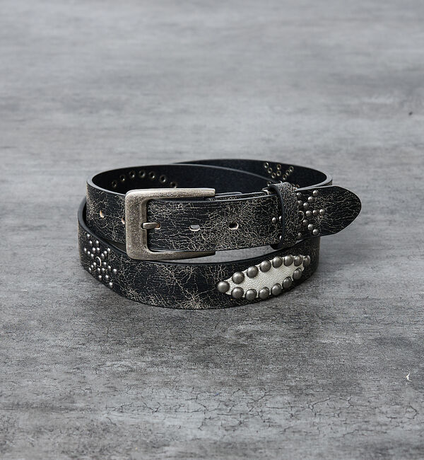 ABAHOUSE「【ウエスタン スタッズ レザー ベルト】35mm black Studded b」|ベルト|