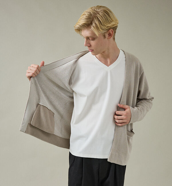 ABAHOUSE「バイアスジャガード 1ボタン カーディガン」|カーディガン|