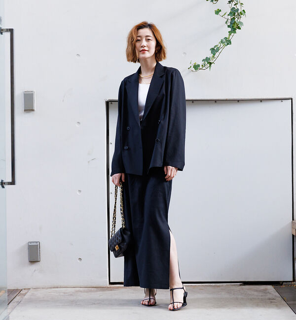 Rouge vif「麻混サイドスリットタイトスカート」|スカート|