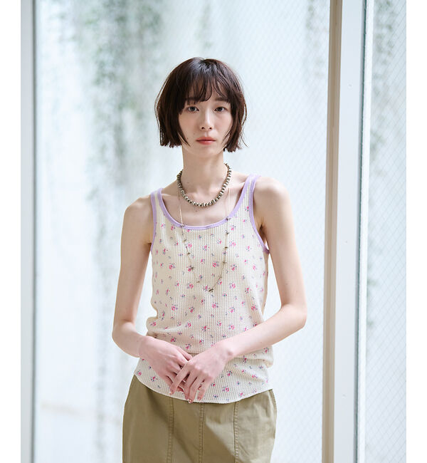 Rouge vif「【JEMORGAN / ジェーイーモーガン】クレリックタンクトップ/花柄/カップ」|キャミソール|