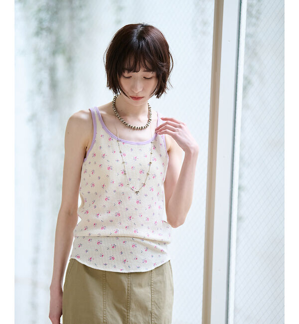 Rouge vif「【JEMORGAN / ジェーイーモーガン】クレリックタンクトップ/花柄/カップ」|キャミソール|