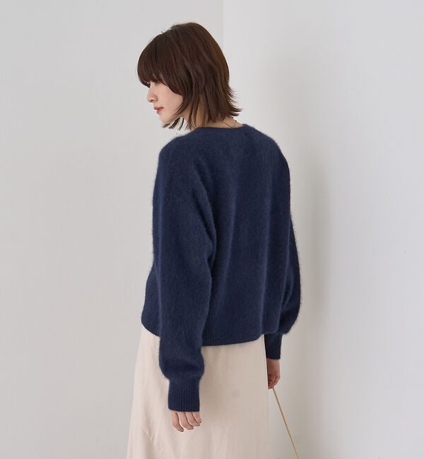 Rouge vif「フォックスウールクルーネッククルミ釦カーディガン」|カーディガン|