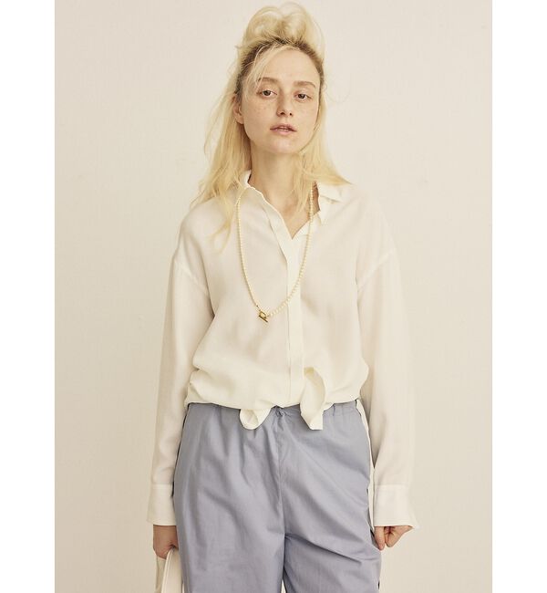 Rouge vif「ウエストタックドレープロングシャツ」|シャツ・ブラウス|