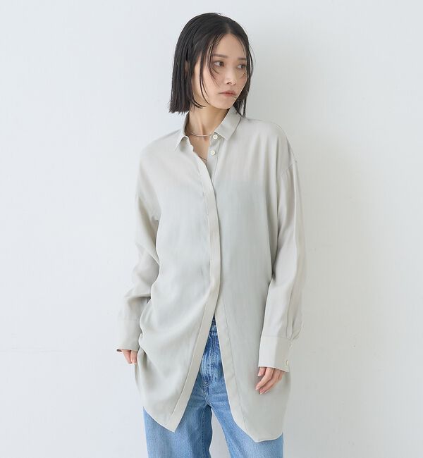 Rouge vif「ウエストタックドレープロングシャツ」|シャツ・ブラウス|