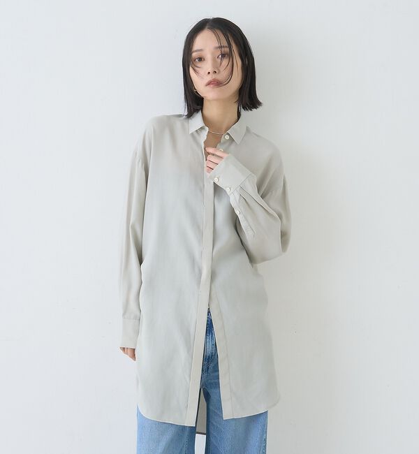 Rouge vif「ウエストタックドレープロングシャツ」|シャツ・ブラウス|