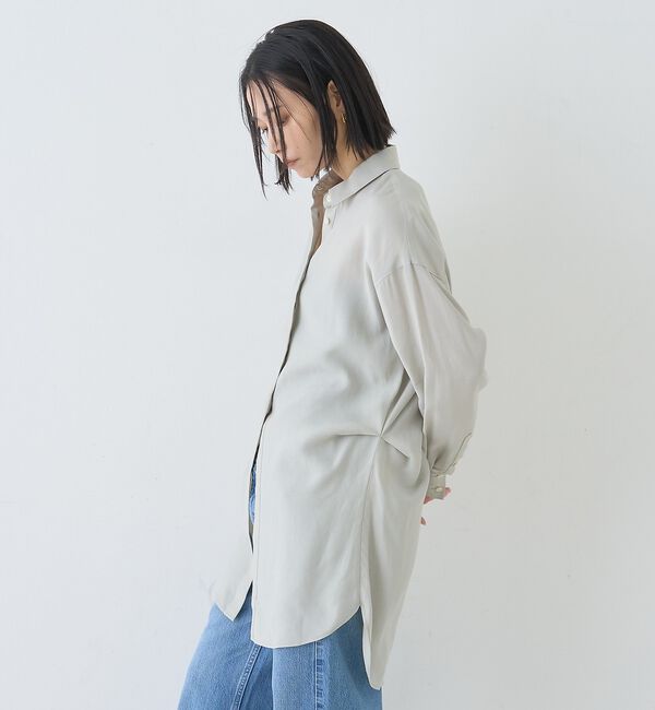 Rouge vif「ウエストタックドレープロングシャツ」|シャツ・ブラウス|