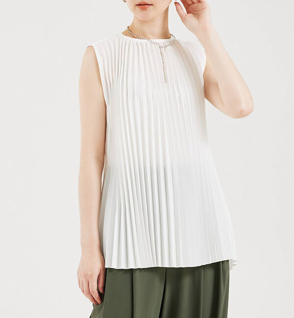 qualite「サーキュラープリーツブラウス」|シャツ・ブラウス|オフホワイト