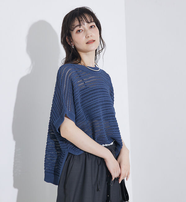 qualite「透かしガータースクエアニット」|Tシャツ・カットソー|