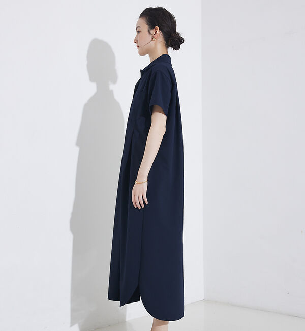 qualite「【接触冷感＆吸水速乾＆UV】シアサッカーシャツワンピース」|ワンピース|