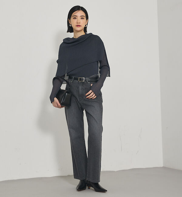 qualite「【Oggi掲載】ワイドリブシアースヌードニット/スヌード取り外し可能」|ニット・セーター|