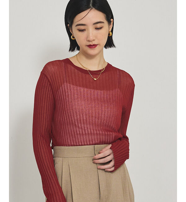 qualite「【Oggi掲載】ワイドリブシアースヌードニット/スヌード取り外し可能」|ニット・セーター|ダークオレンジ