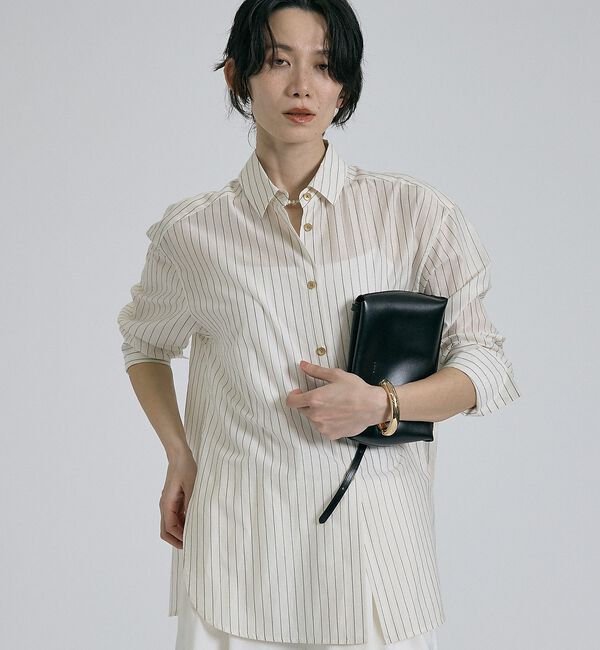 qualite「ラメストライプシャツ【予約】」|シャツ・ブラウス|