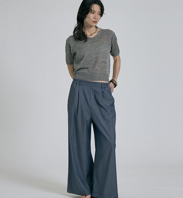 qualite「カラーポリリネンVネックニット【予約】」|ニット・セーター|