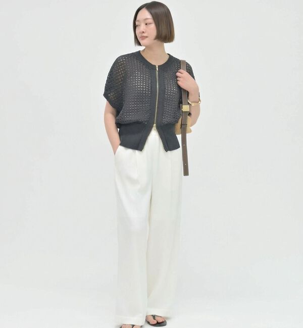 qualite「ZIP UP 透かしニット【予約】」|ニット・セーター|
