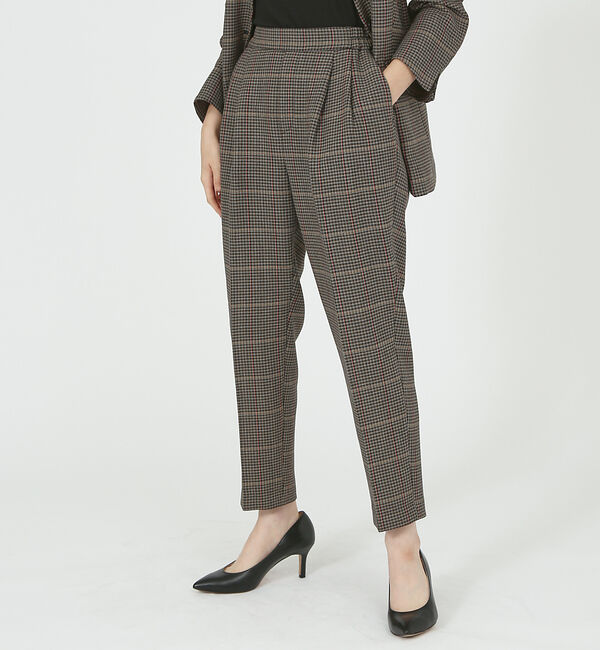 abahouse mavie「【感嘆パンツ】チェックタックテーパードパンツ」|スラックス|