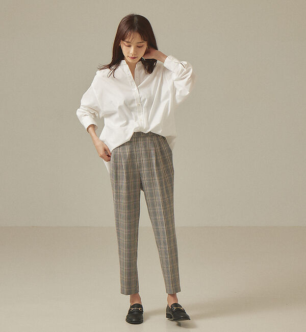 abahouse mavie「【感嘆パンツ】チェックタックテーパードパンツ」|スラックス|