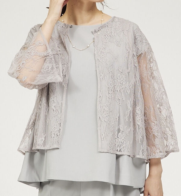 abahouse mavie「【セットアップ対応/エニデイカセット】レースボレロブラウス」|シャツ・ブラウス|ブルーグレー
