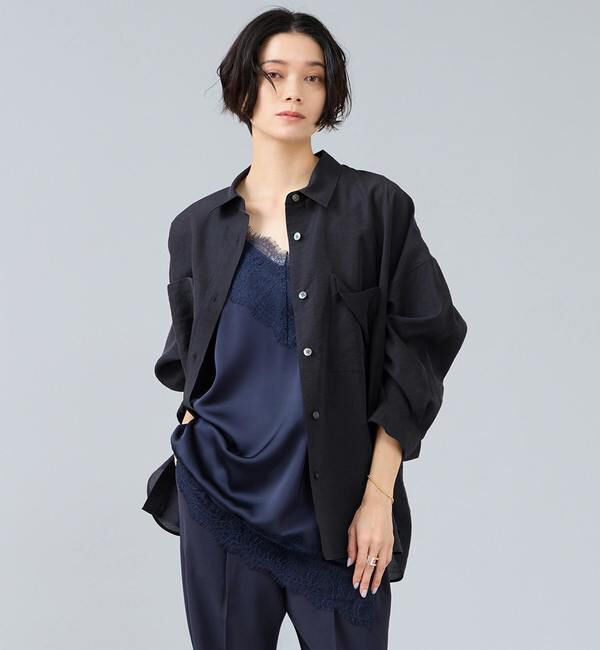 Liesse「レーストリムキャミソール」|シャツ・ブラウス|ネイビー1