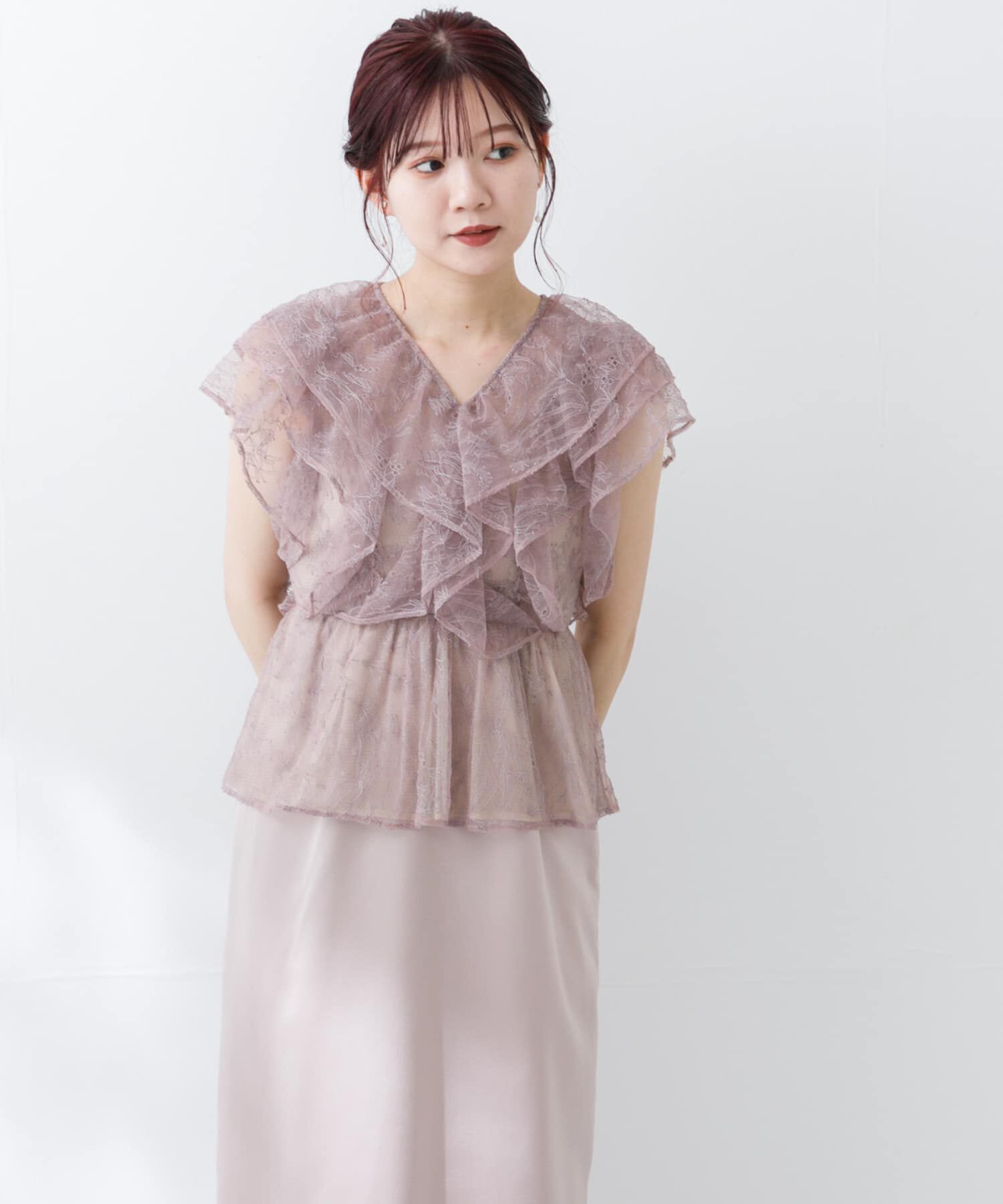 URBAN RESEARCH ROSSO「kaene　レースフリルドッキングドレス」|ワンピース|ラベンダー