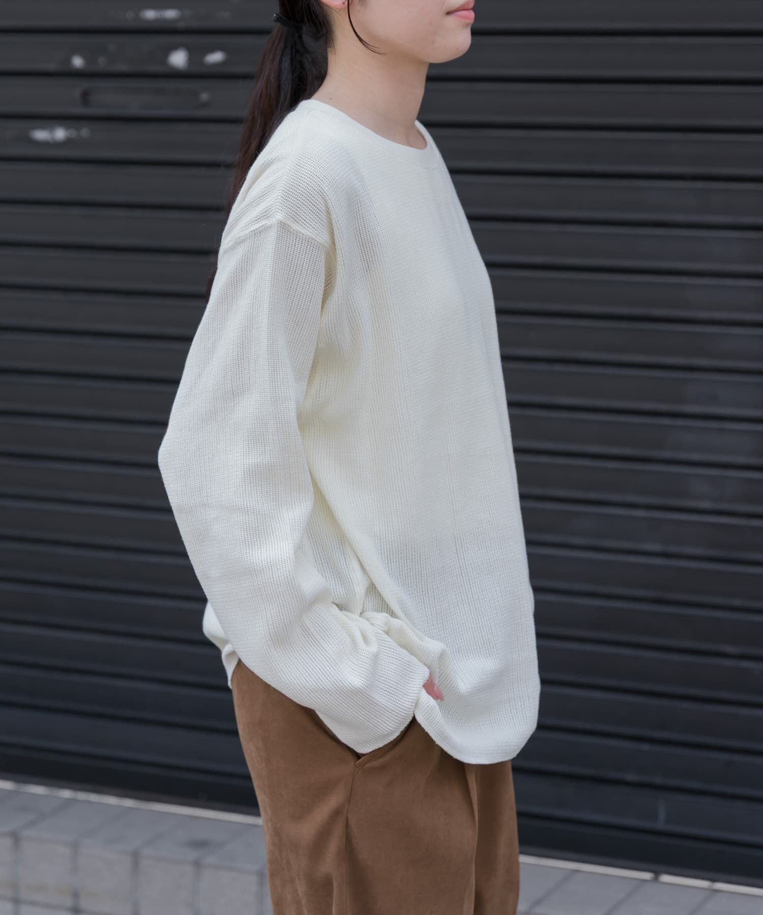 URBAN RESEARCH DOORS「FORK&SPOON　メッシュロングスリーブプルオーバー」|Tシャツ・カットソー|