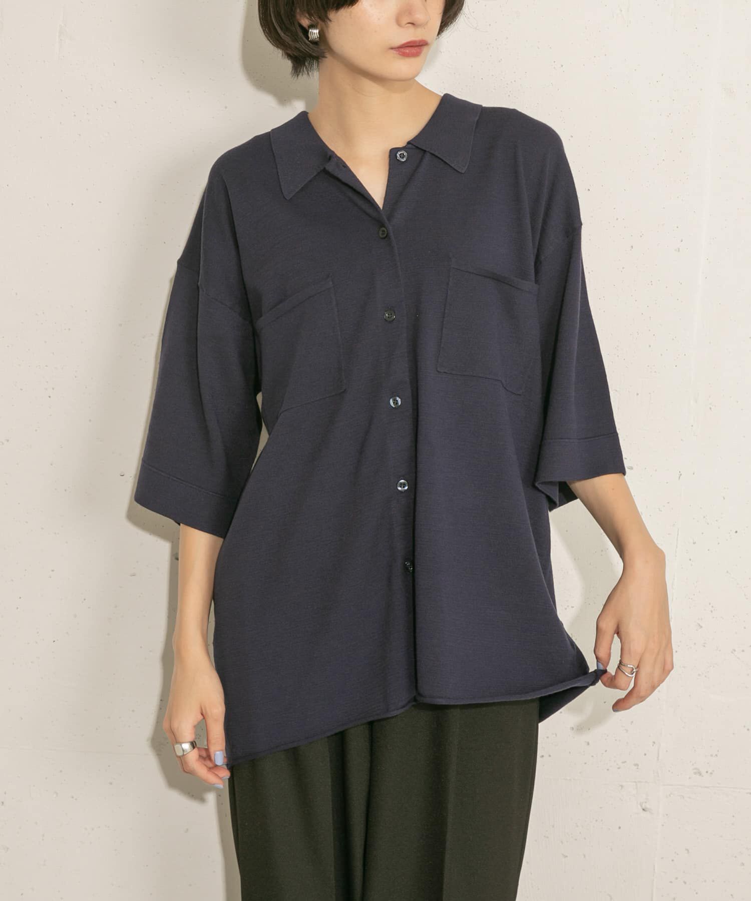  「ルーズシルエットニットシャツ」|ニット・セーター|