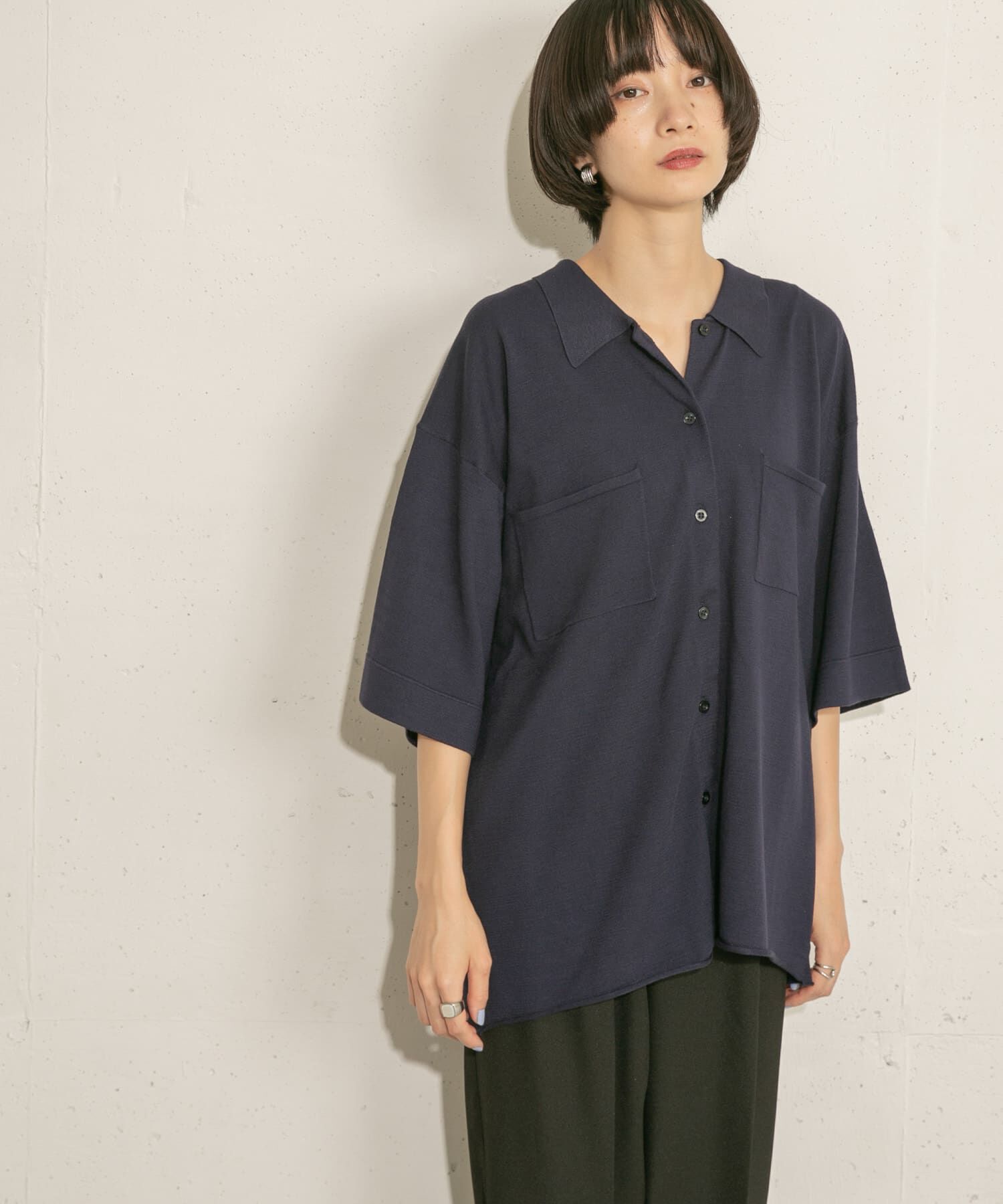  「ルーズシルエットニットシャツ」|ニット・セーター|