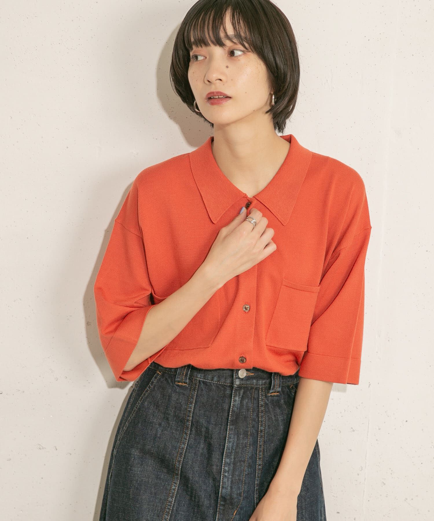  「ルーズシルエットニットシャツ」|ニット・セーター|