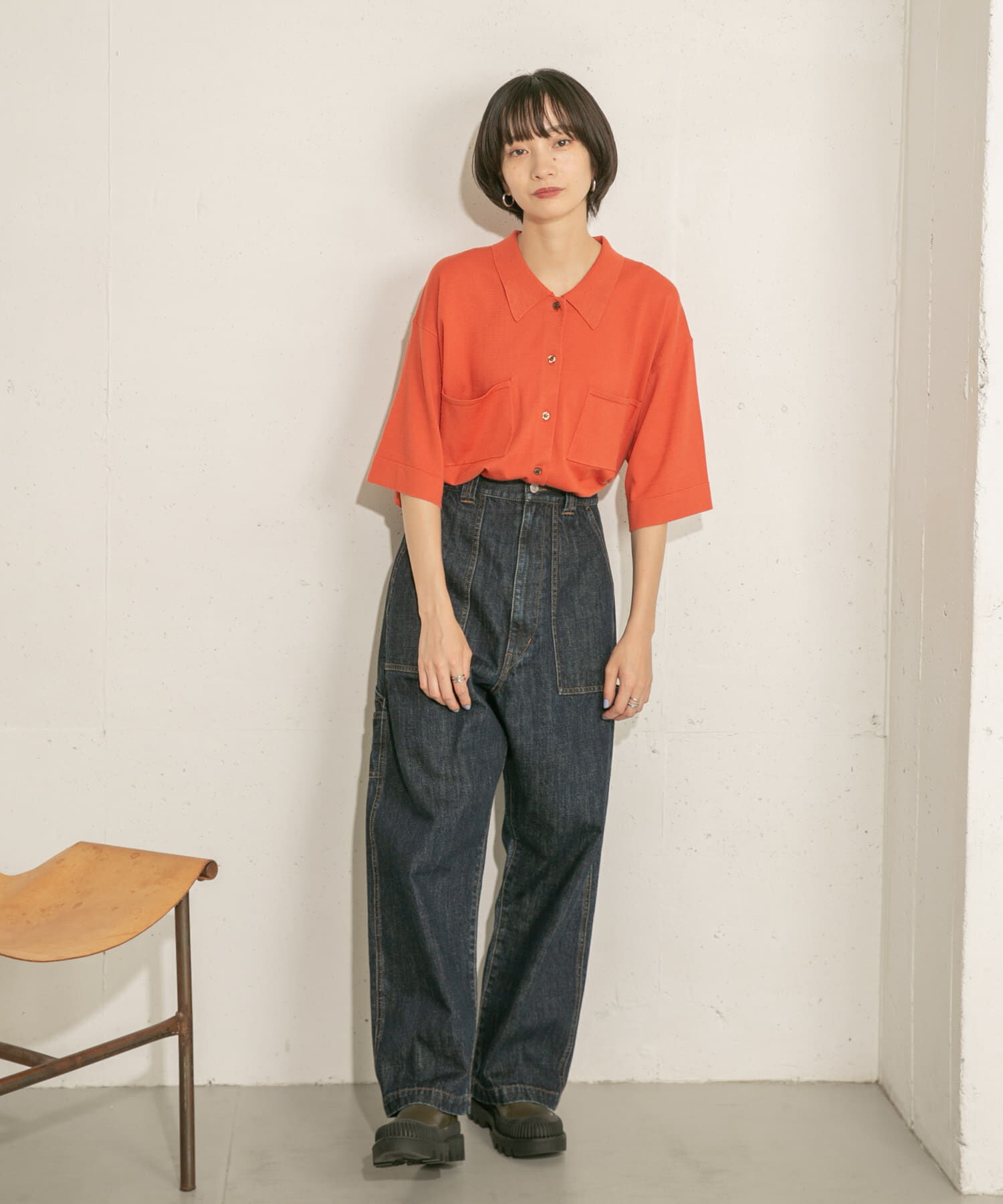  「ルーズシルエットニットシャツ」|ニット・セーター|