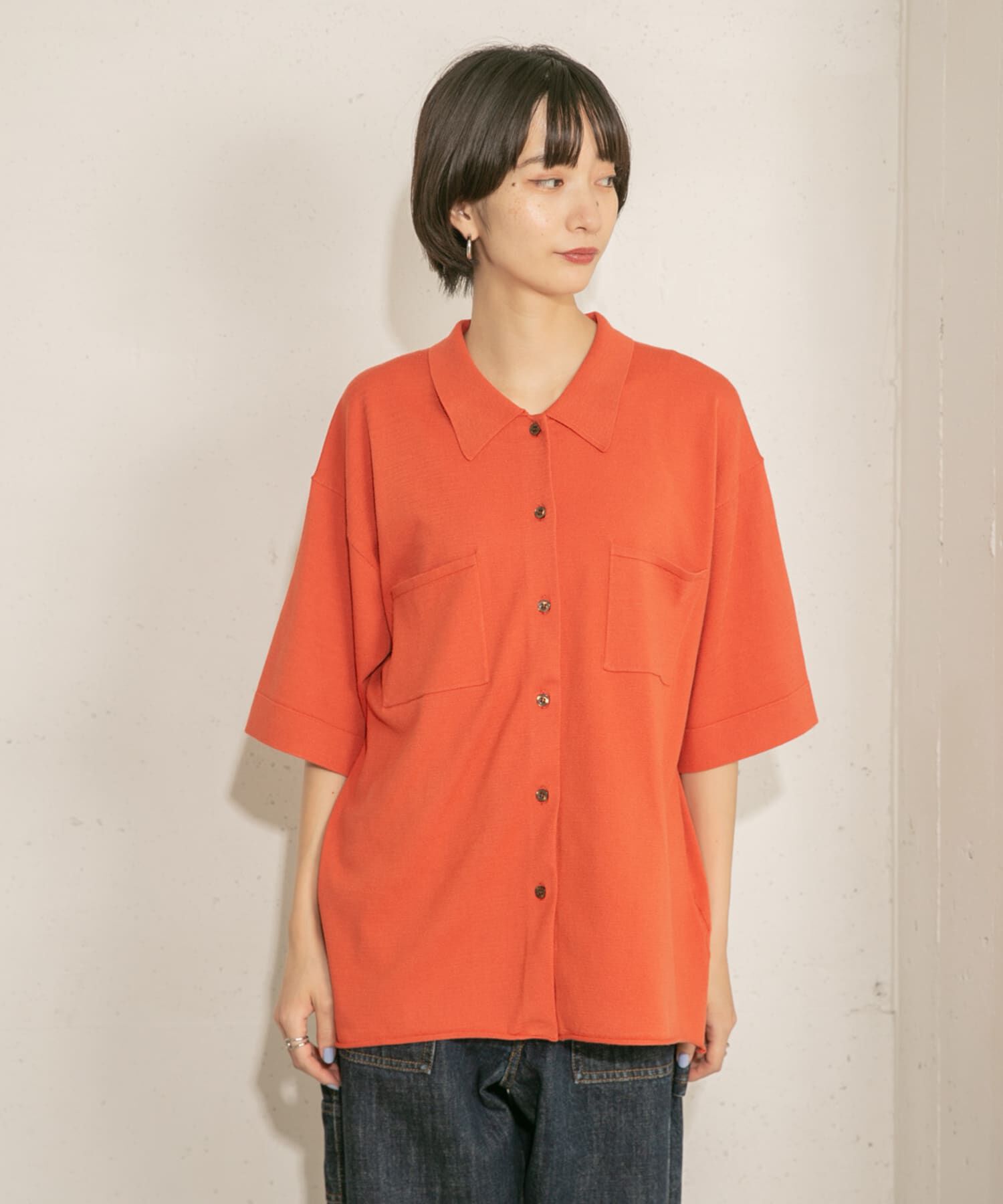  「ルーズシルエットニットシャツ」|ニット・セーター|