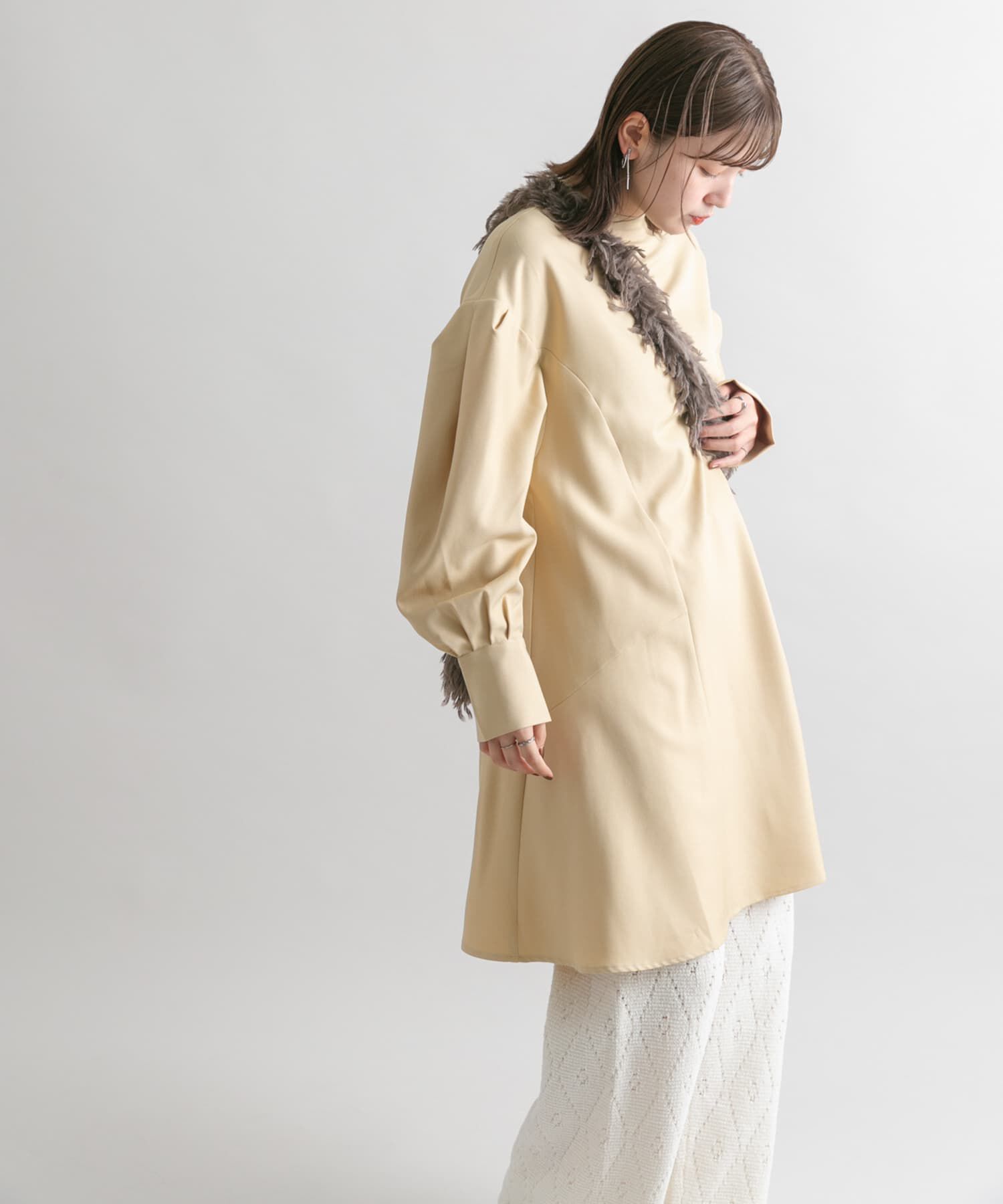  「タックスリーブミニワンピース」|ワンピース|