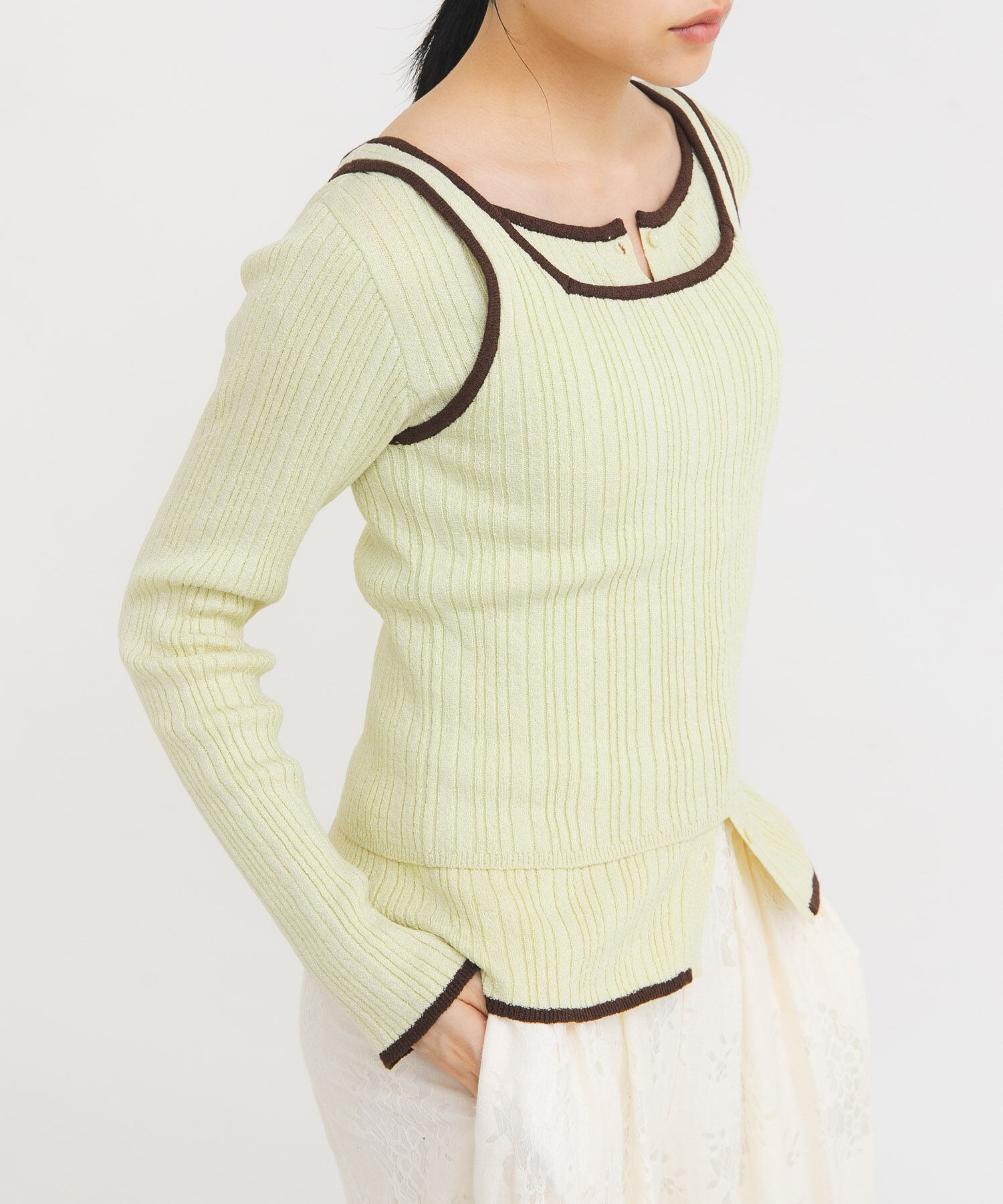  「2WAYタンクトップSETカーディガン」|ニット・セーター|グリーン系その他