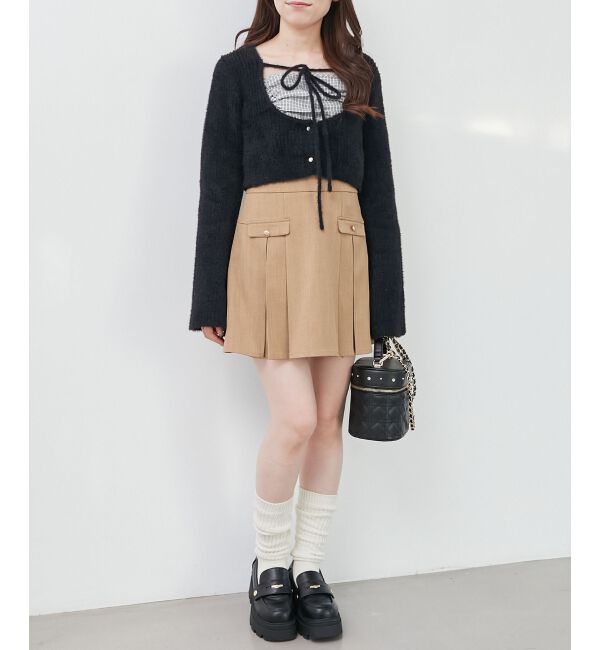  「キャミ&times;シャギーショートカーデセット」|カーディガン|