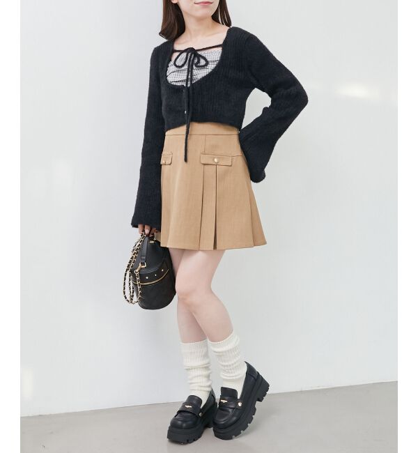  「キャミ&times;シャギーショートカーデセット」|カーディガン|