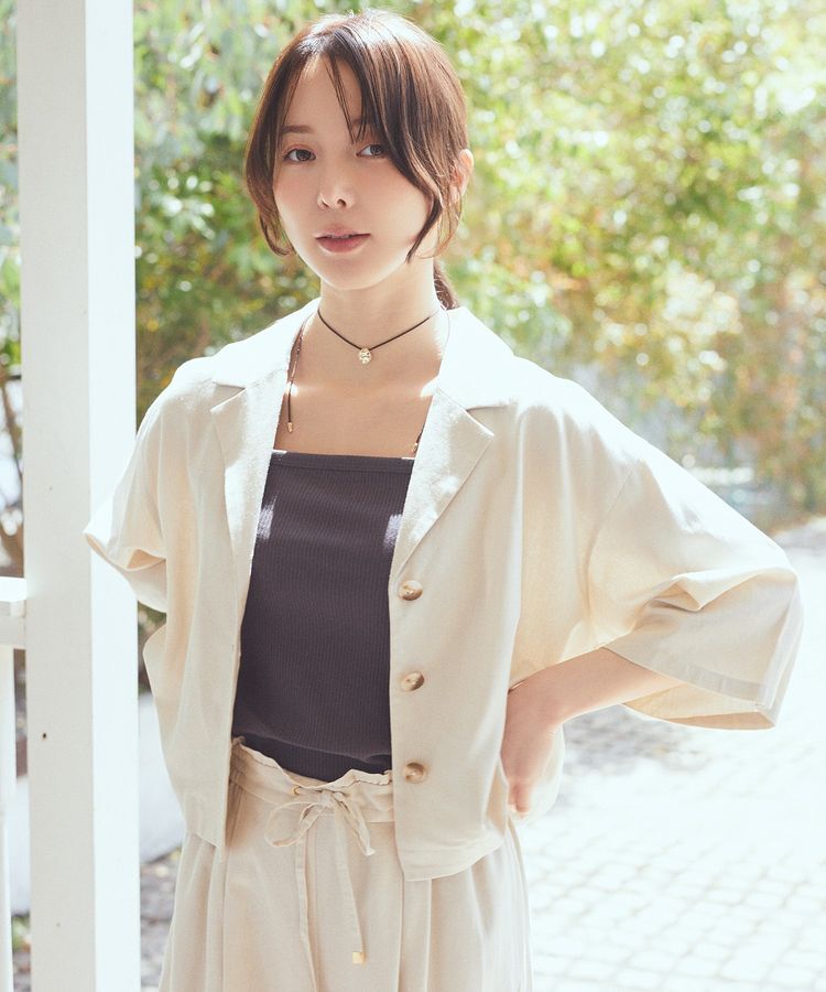 earth music&ecology「リラックスシャツジャケット / リネン混」|テーラードジャケット|Beige