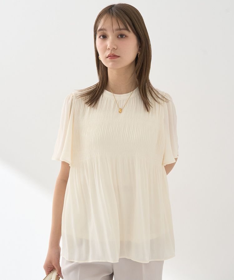 earth music&ecology「マジョリカプリーツ半袖ブラウス」|シャツ・ブラウス|