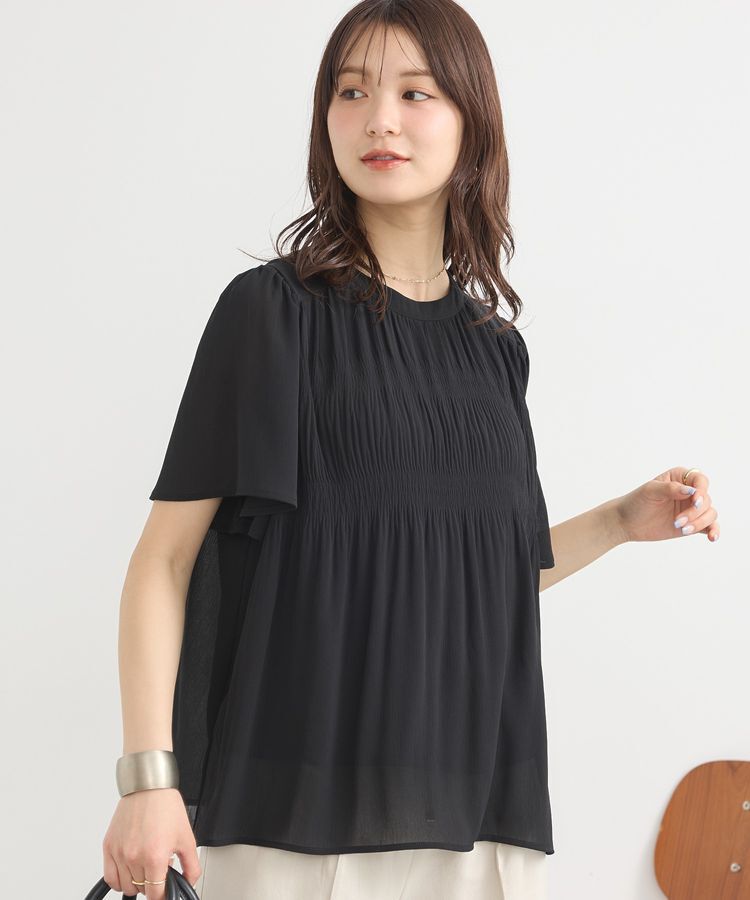 earth music&ecology「マジョリカプリーツ半袖ブラウス」|シャツ・ブラウス|