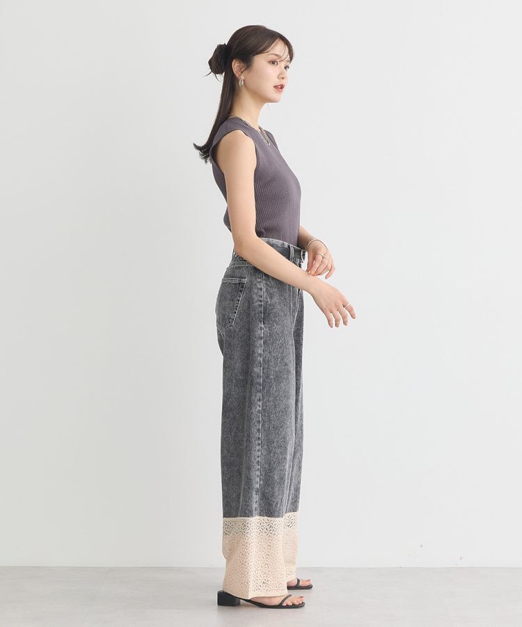 earth music&ecology「裾レースデニムパンツ」|デニム|