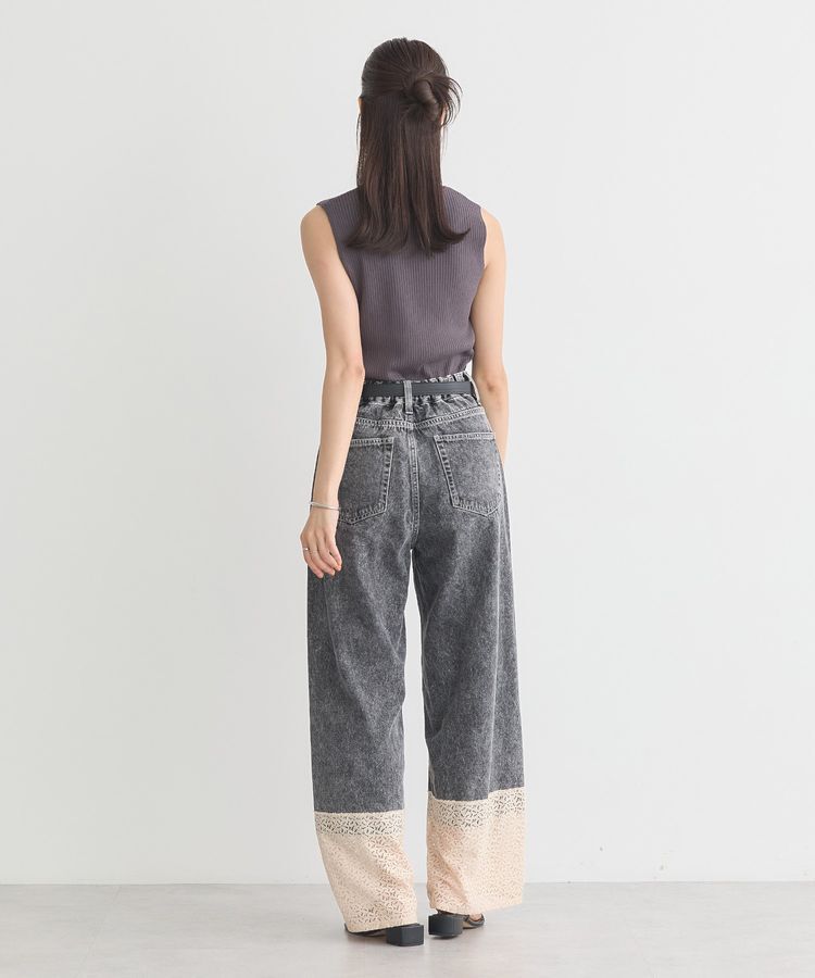 earth music&ecology「裾レースデニムパンツ」|デニム|