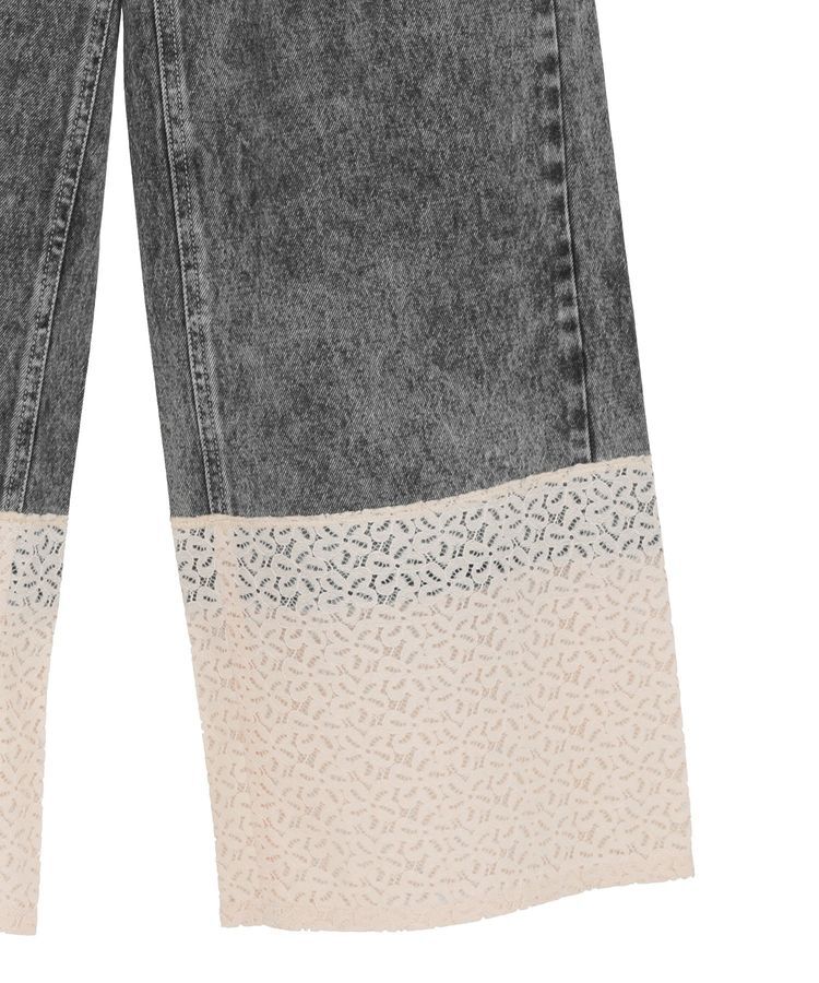 earth music&ecology「裾レースデニムパンツ」|デニム|